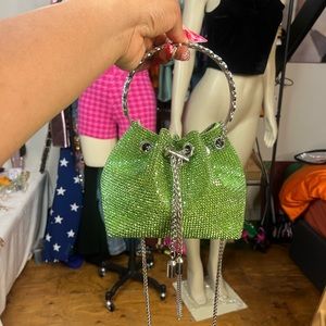 Green Bling Purse With Missing Tassel